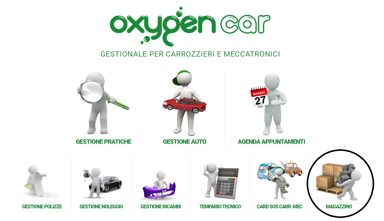 Guida gestione magazzino OxygenCar